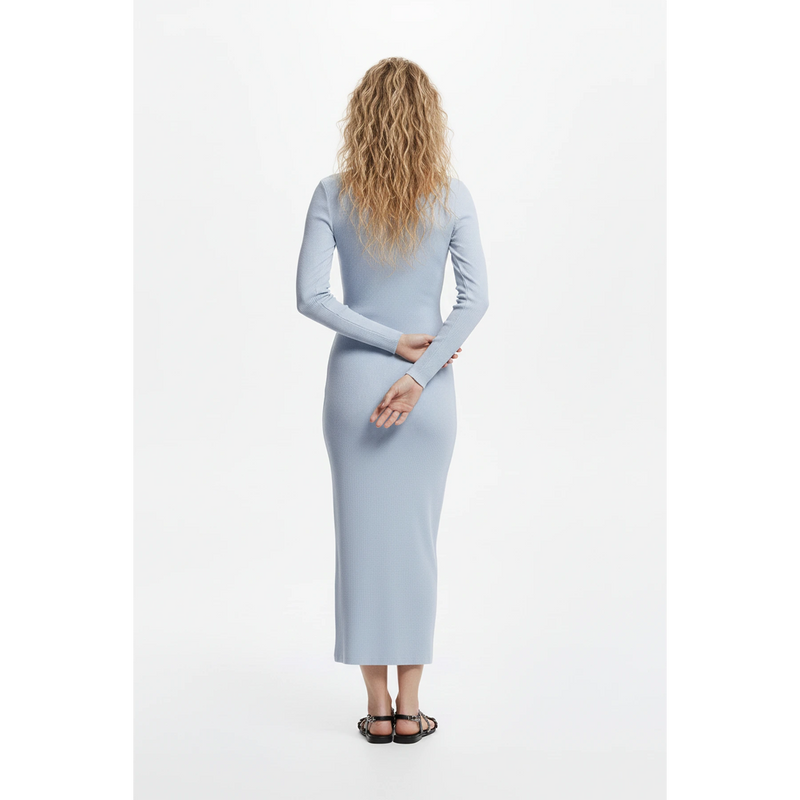 Light Blue Square Neck Bodycon Dress | Montivo Pakistan