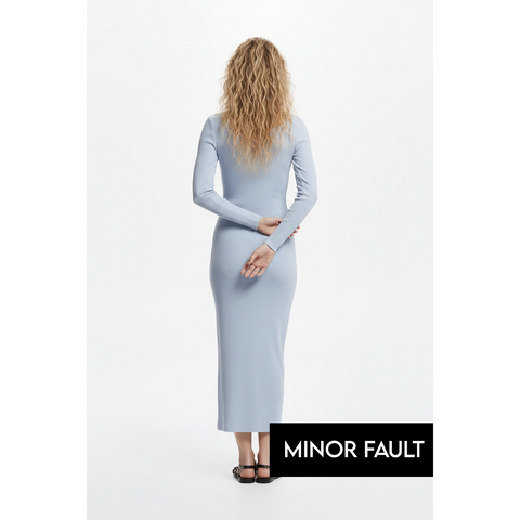 (Minor Fault) Light Blue Square Neck Bodycon Dress | Montivo Pakistan