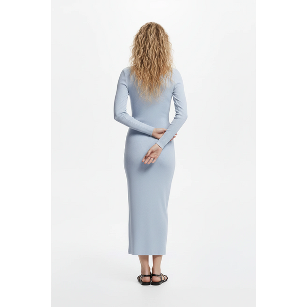 Light Blue Square Neck Bodycon Dress | Montivo Pakistan