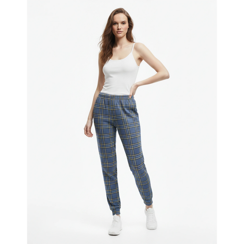 Blue Check Jersey Nightwear Trousers | Montivo Pakistan