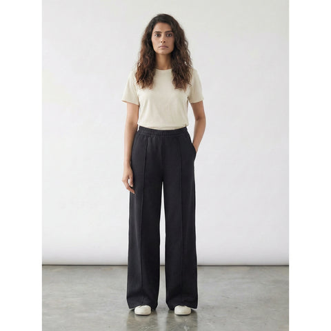 Black Front Seam Wide Leg Trousers | Montivo Pakistan