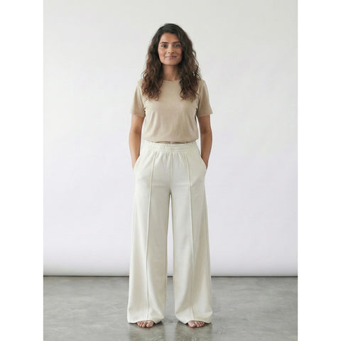 Off-White Front Seam Wide Leg Trousers | Montivo Pakistan