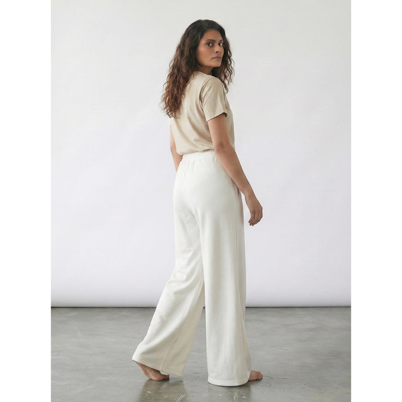 Off-White Front Seam Wide Leg Trousers | Montivo Pakistan