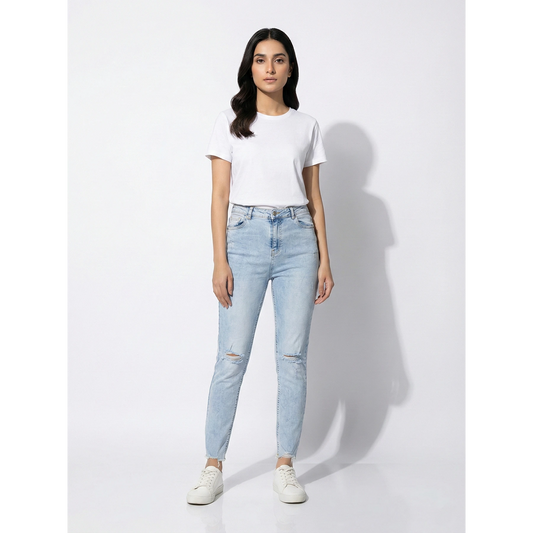 Random Wash High Waist Skinny Jeans