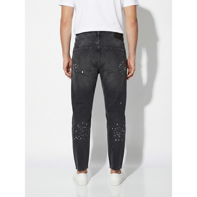 Tapered Fit Colour Splash Charcoal Jeans | Montivo Pakistan