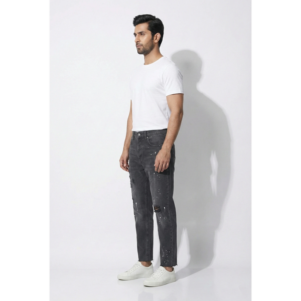 Tapered Fit Colour Splash Charcoal Jeans | Montivo Pakistan