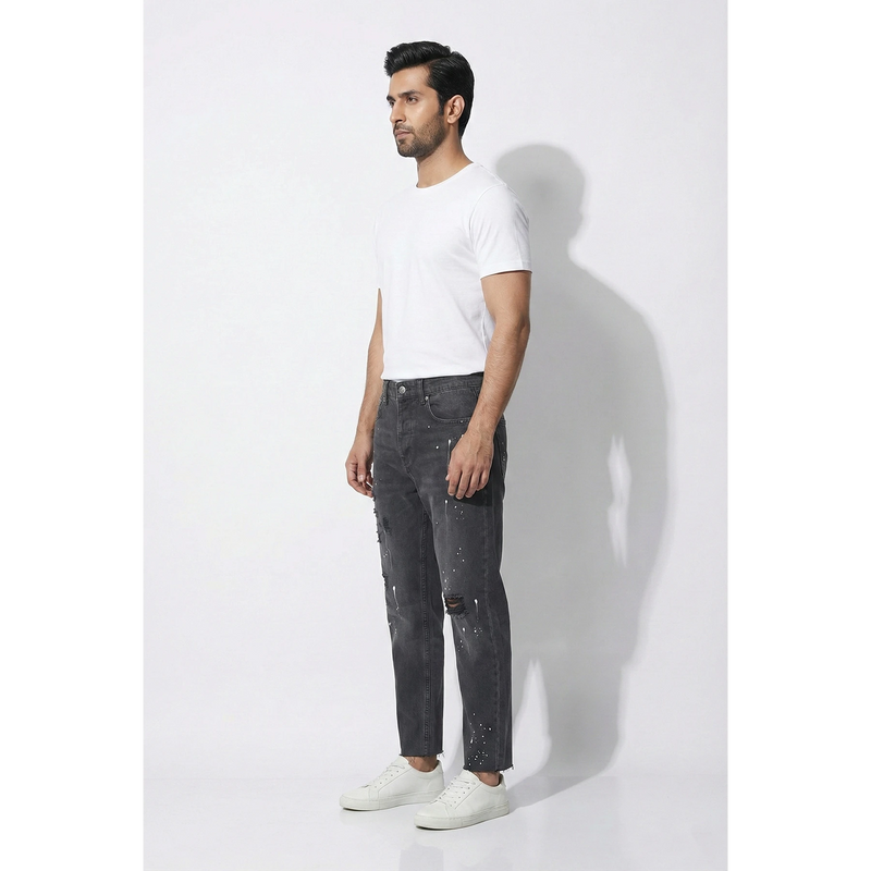 Tapered Fit Colour Splash Charcoal Jeans | Montivo Pakistan