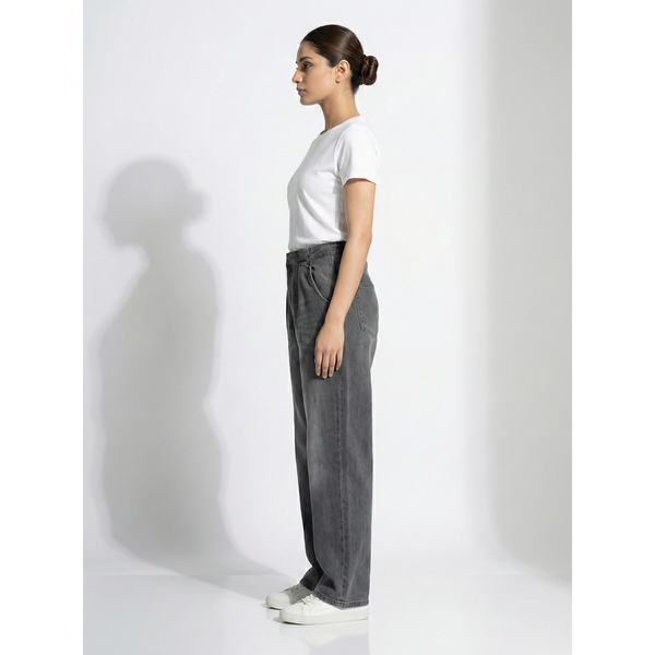 Double Pleated Loose Fit Jeans | Montivo Pakistan