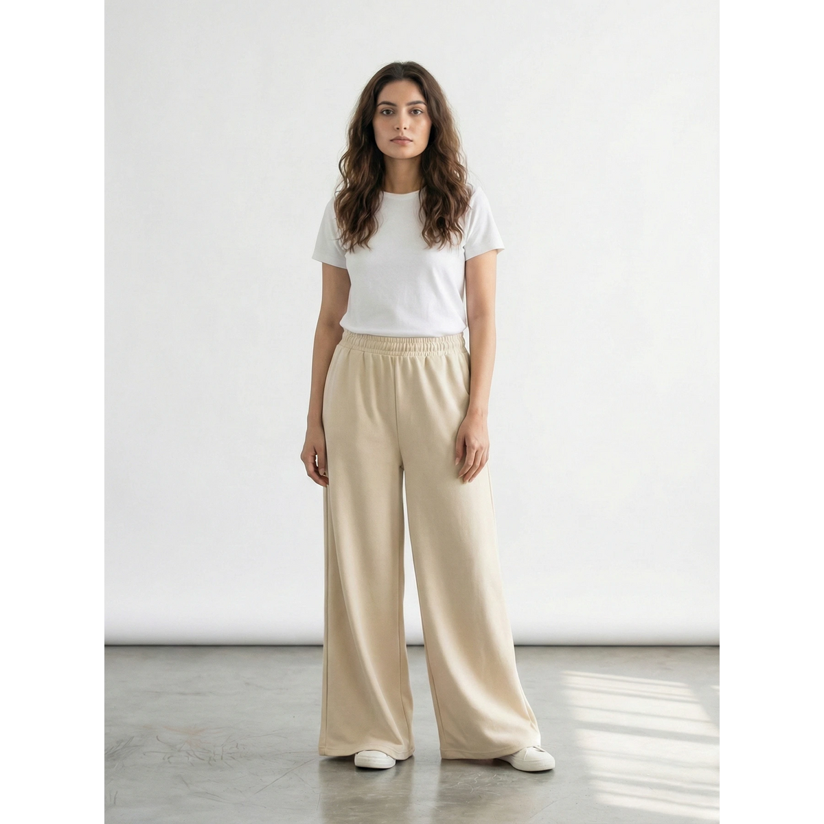 Beige Super Wide Leg Trouser | Montivo Pakistan