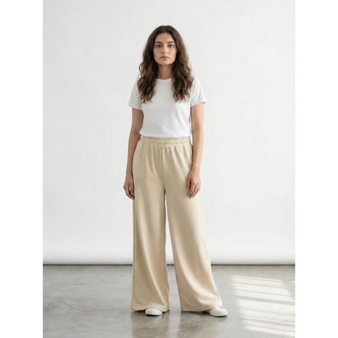 Beige Super Wide Leg Trouser | Montivo Pakistan