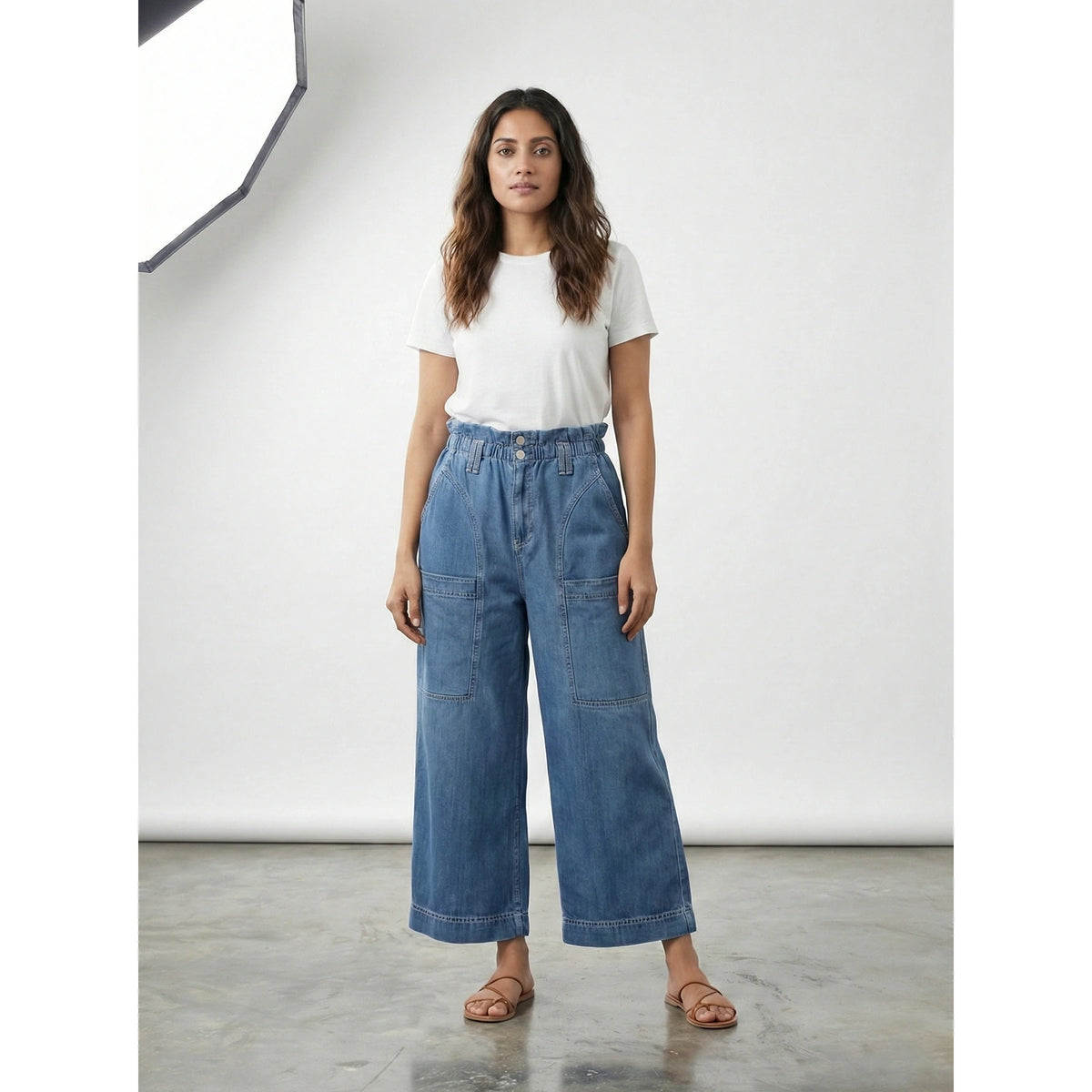 Wide Leg Cargo Cropped Jeans | Montivo Pakistan