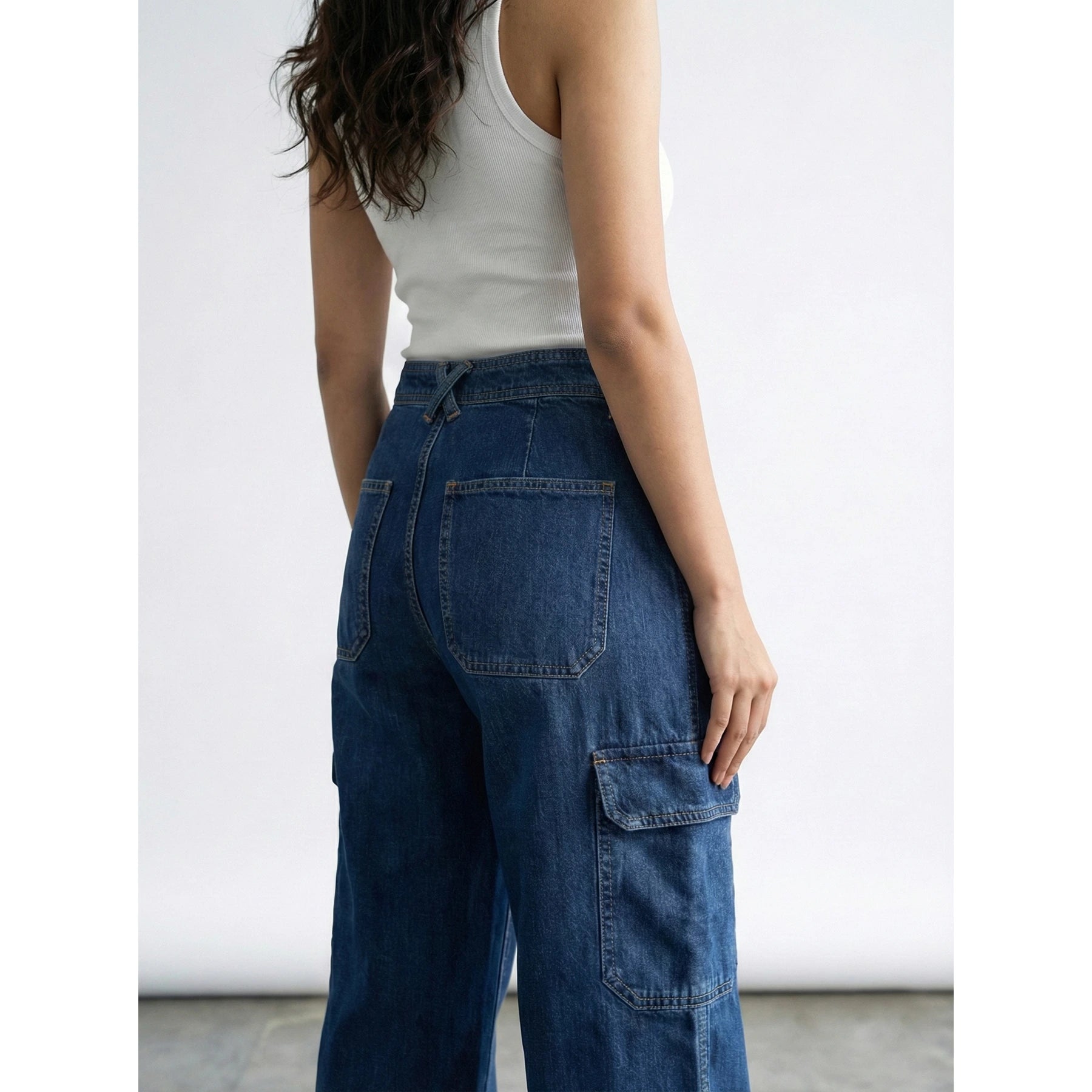 High Rise Wide Leg Cargo Jeans | Montivo Pakistan