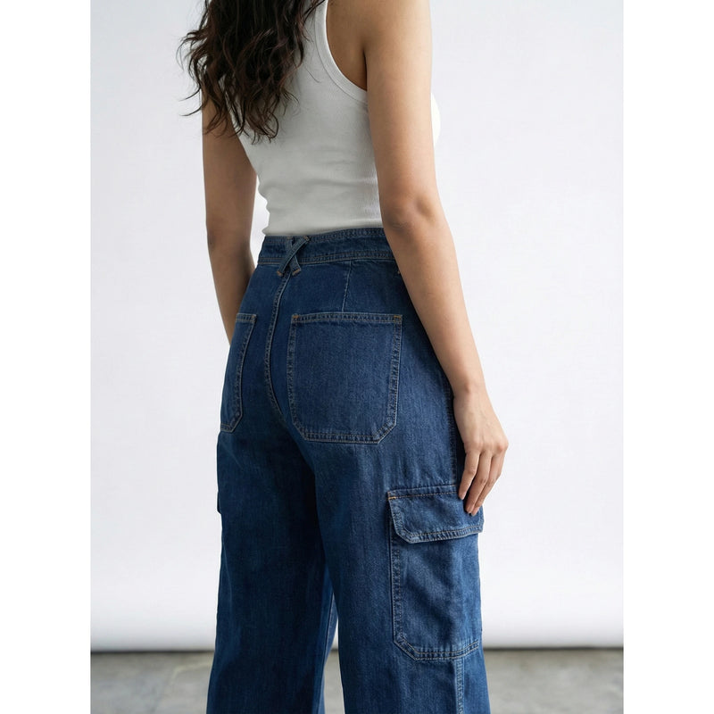 High Rise Wide Leg Cargo Jeans | Montivo Pakistan
