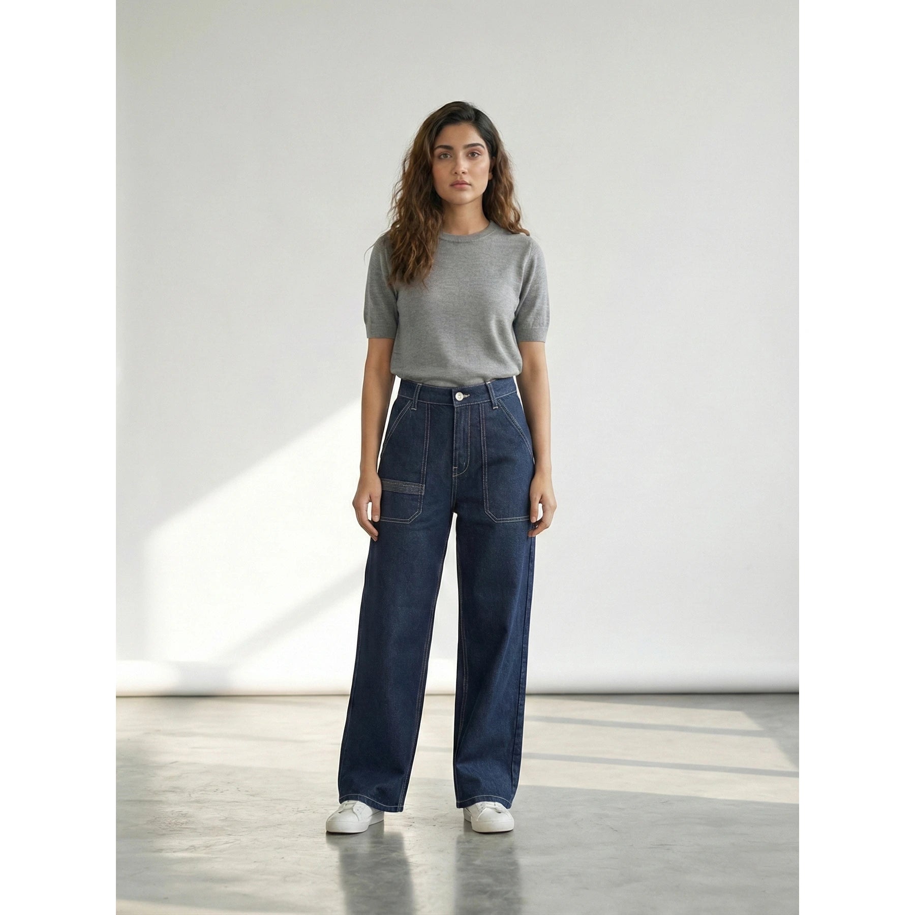 High Rise Rinse Wash Cropped Jeans | Montivo Pakistan