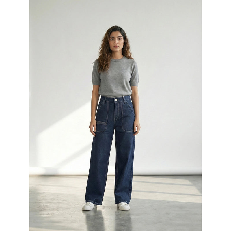 High Rise Rinse Wash Cropped Jeans | Montivo Pakistan