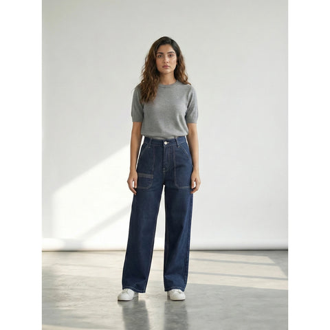 High Rise Rinse Wash Cropped Jeans | Montivo Pakistan