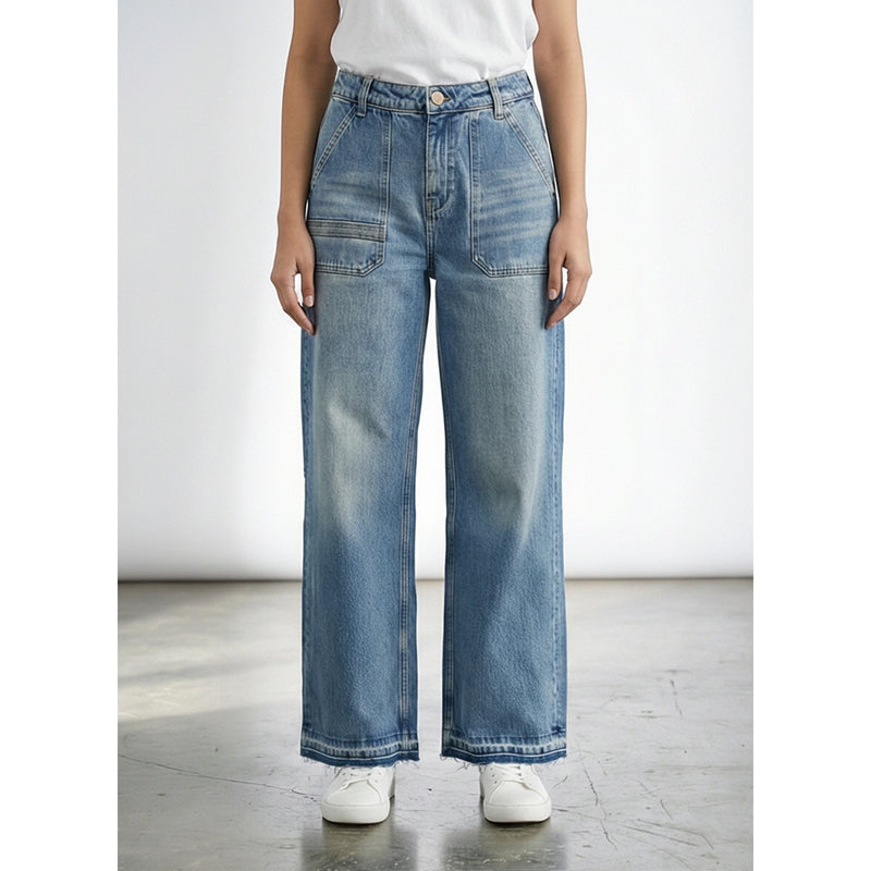 Vintage Blue High Rise Wide Leg Jeans | Montivo Pakistan