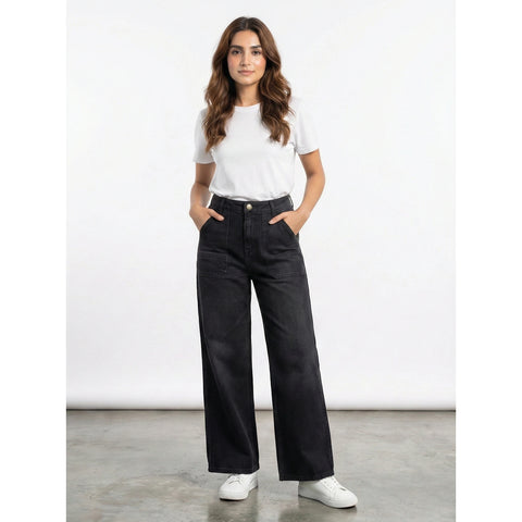 Black Wide Leg Jeans | Montivo Pakistan