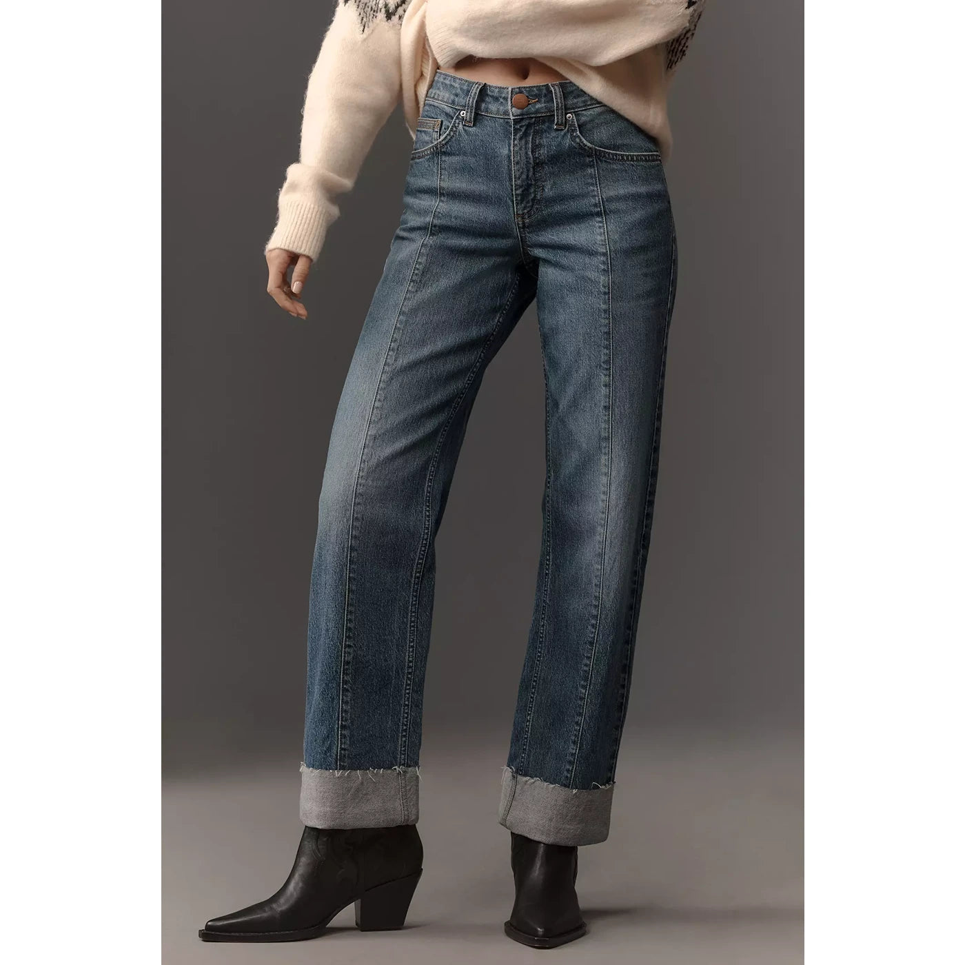 Rolled-up Hem Mid Rise Jeans | Montivo Pakistan