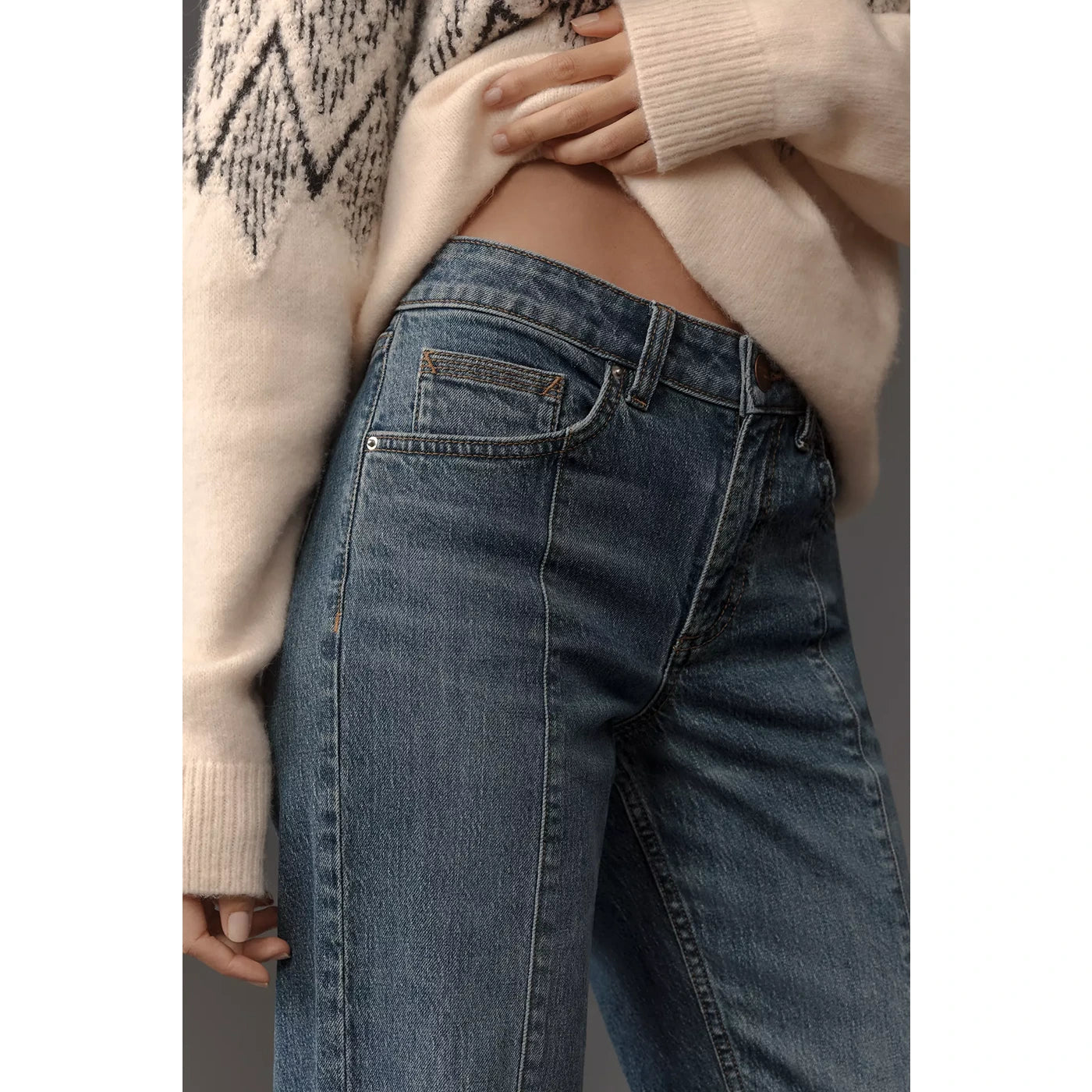 Rolled-up Hem Mid Rise Jeans | Montivo Pakistan