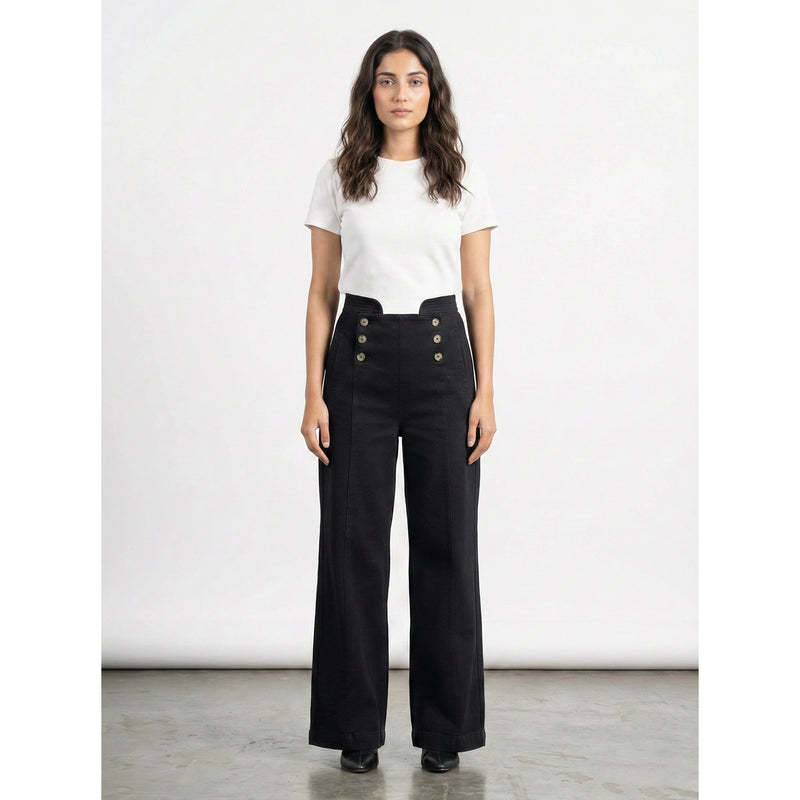 Black Long Wide Leg Jeans | Montivo Pakistan