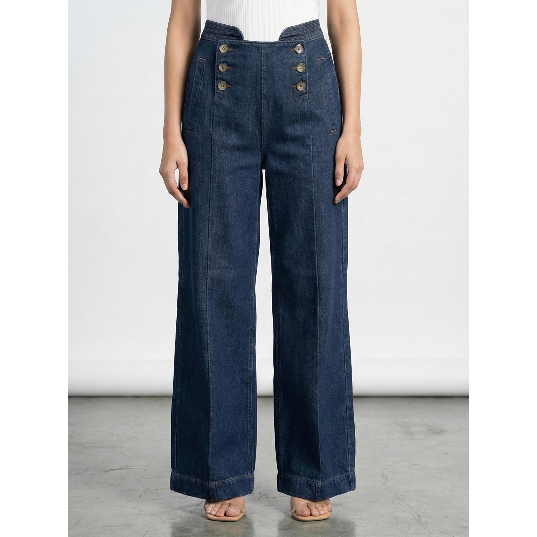 Blue Long Wide Leg Jeans | Montivo Pakistan