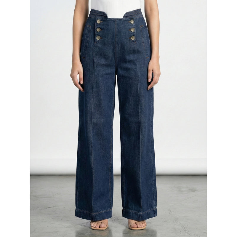 Blue Long Wide Leg Jeans | Montivo Pakistan