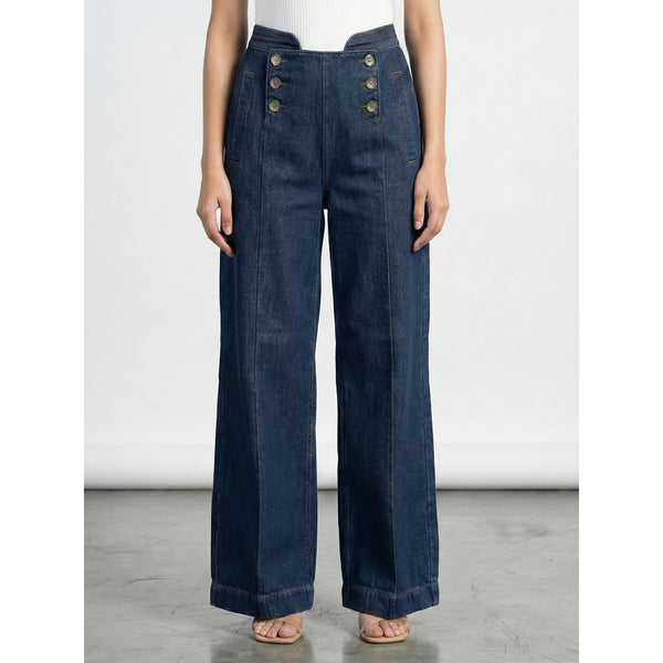 Blue Long Wide Leg Jeans | Montivo Pakistan