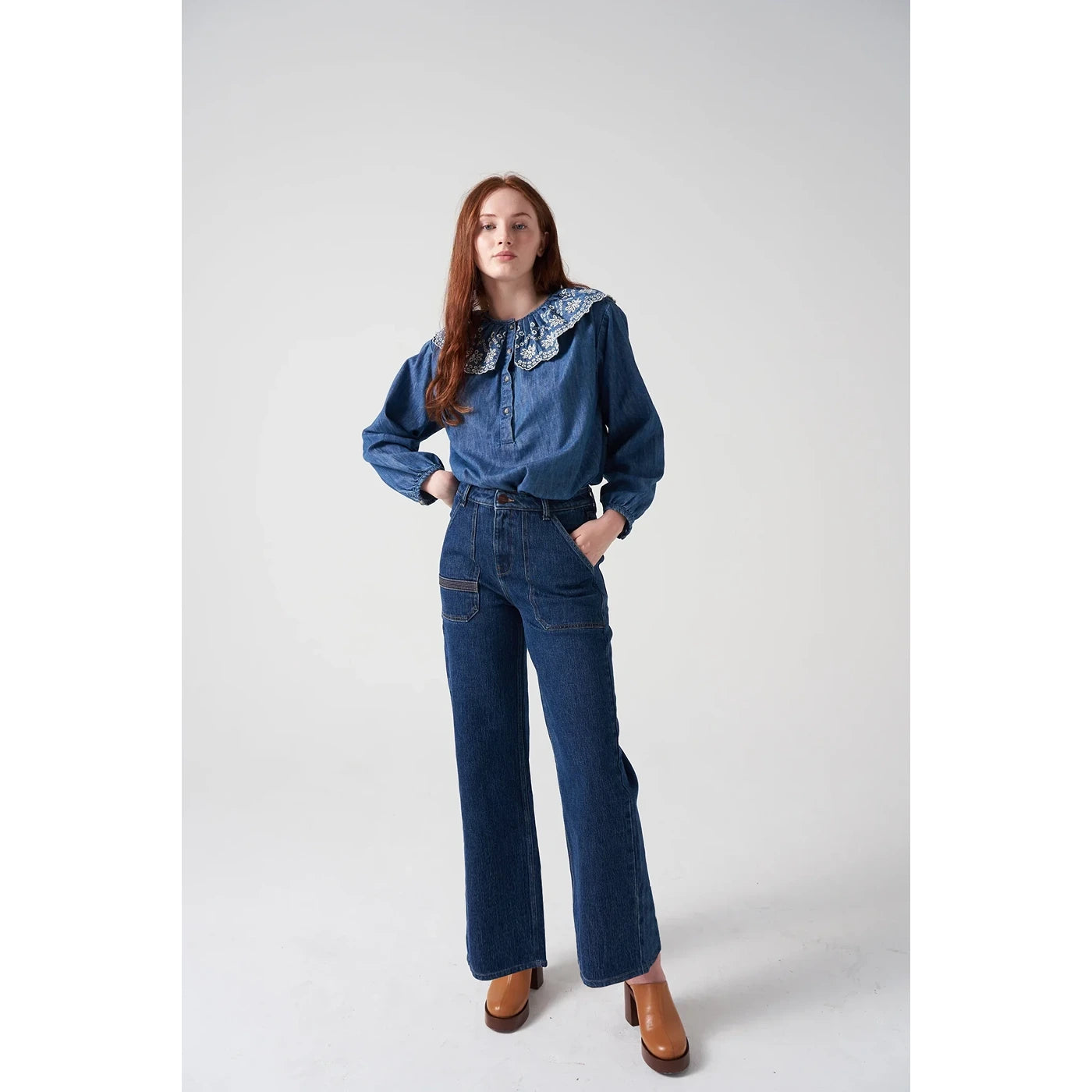 Blue Wide Leg Jeans | Montivo Pakistan