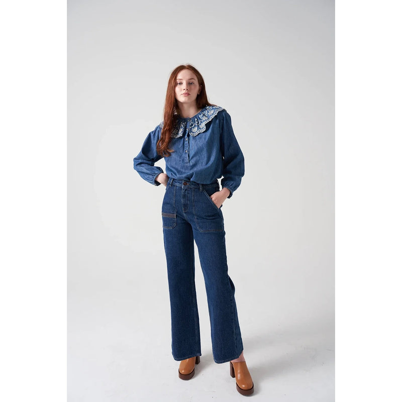 Blue Wide Leg Jeans | Montivo Pakistan