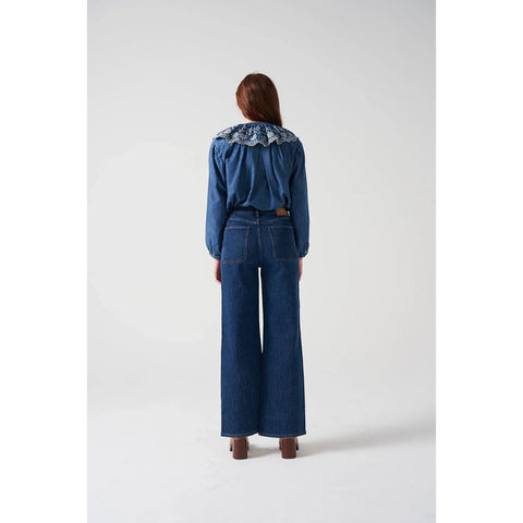 Blue Wide Leg Jeans | Montivo Pakistan