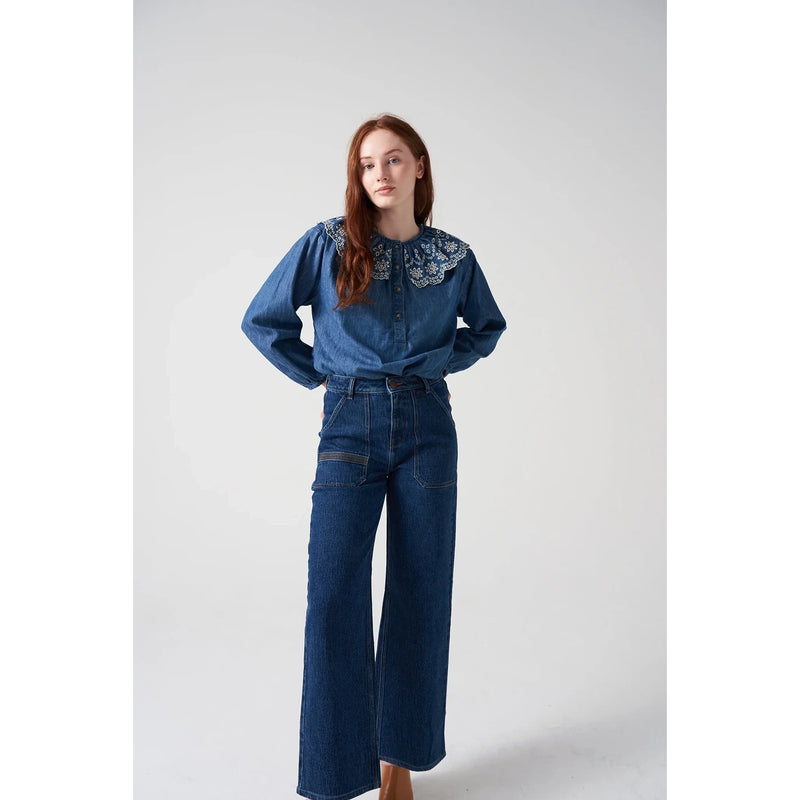 Blue Wide Leg Jeans | Montivo Pakistan