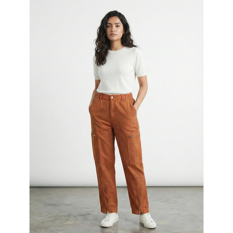 Rust Taper Denim Trousers | Montivo Pakistan