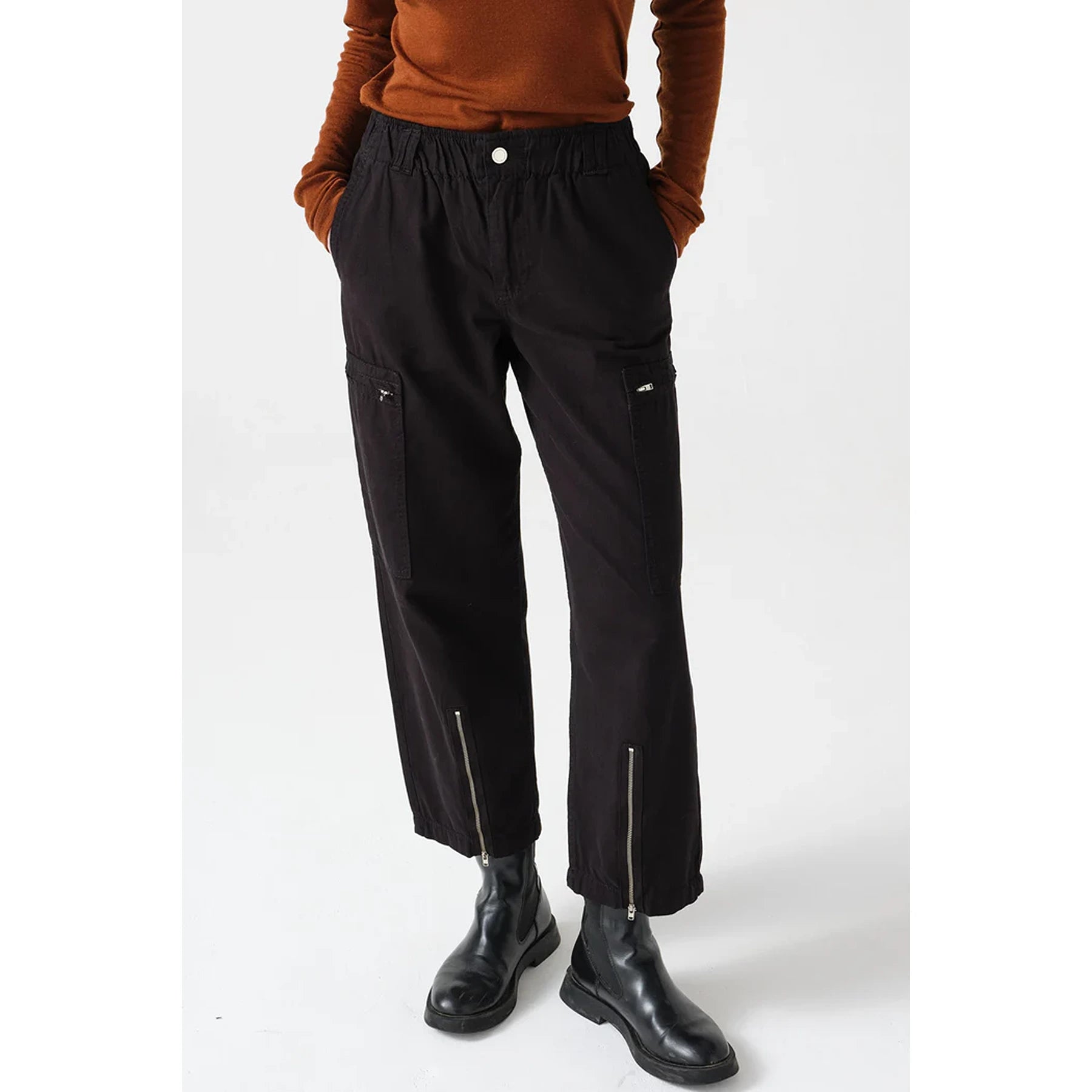 Denim Relaxed Black Cargo Pants | Montivo Pakistan