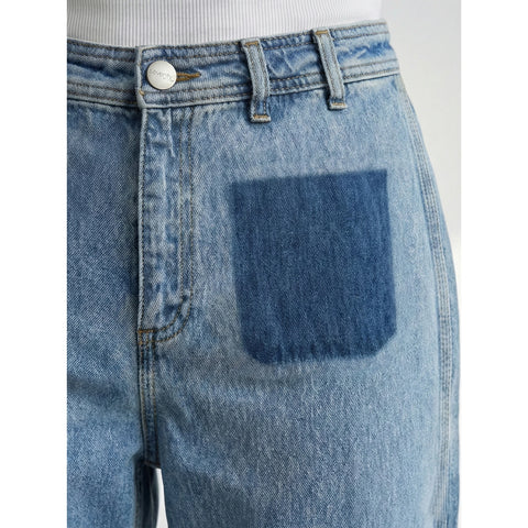 Light Blue Fake Pockets High Waist Jeans | Montivo Pakistan