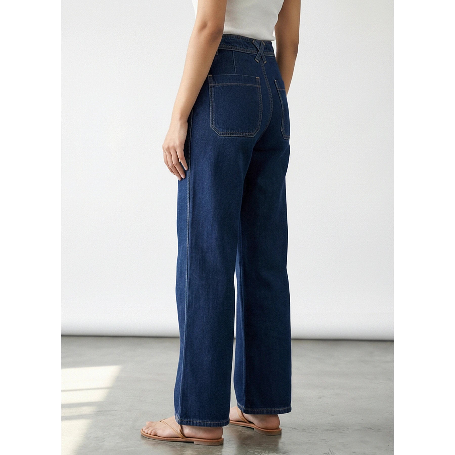 Dark Blue Patch Pocket High Waist Jeans | Montivo Pakistan