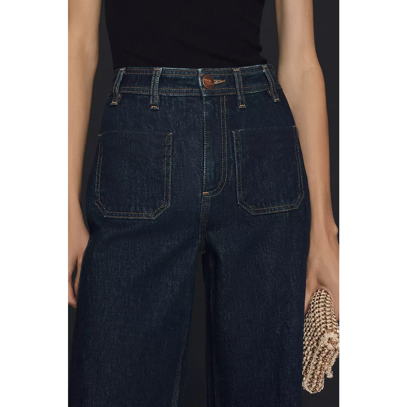 Dark Blue High Rise Wide Leg Jeans | Montivo Pakistan