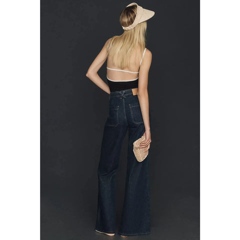 Dark Blue High Rise Wide Leg Jeans | Montivo Pakistan