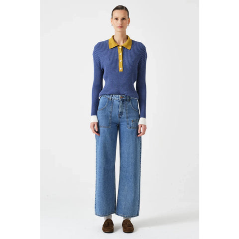 Mid Blue Cropped Wide Leg Jeans | Montivo Pakistan