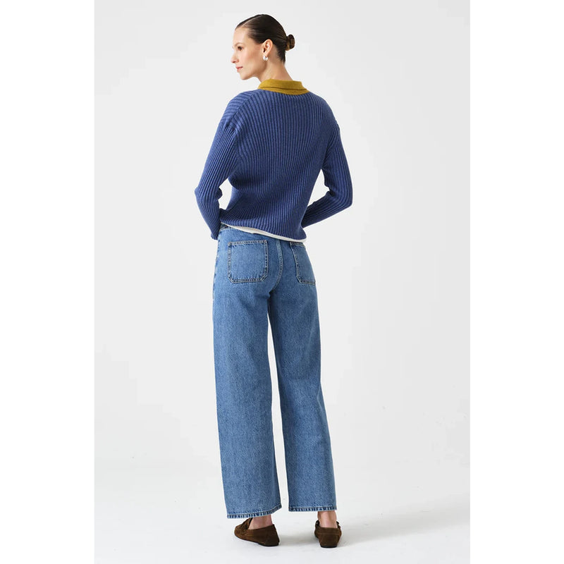 Mid Blue Cropped Wide Leg Jeans | Montivo Pakistan