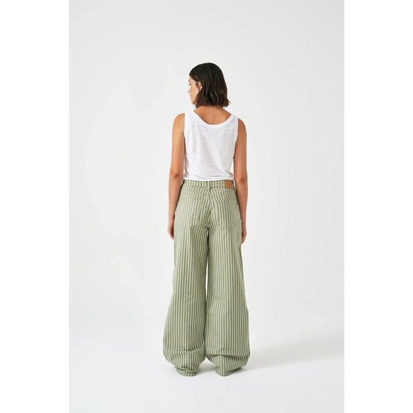 Light Green Stripes Wide Leg Jeans | Montivo Pakistan