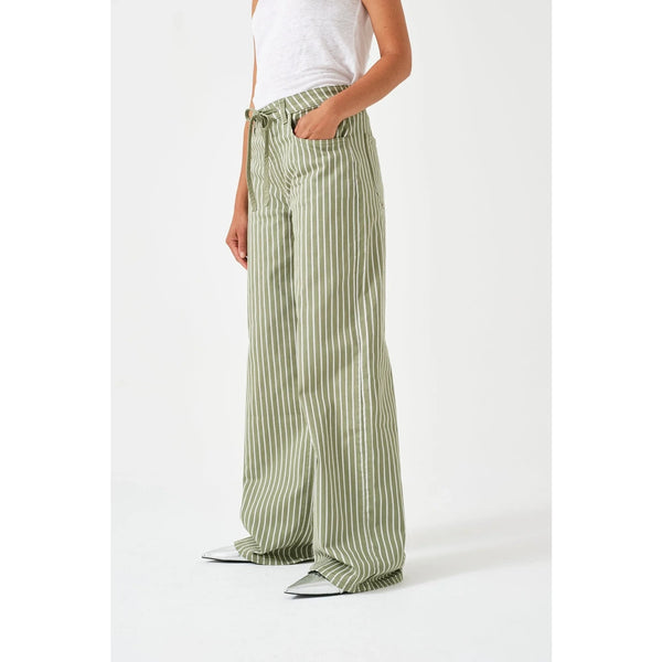 Light Green Stripes Wide Leg Jeans | Montivo Pakistan
