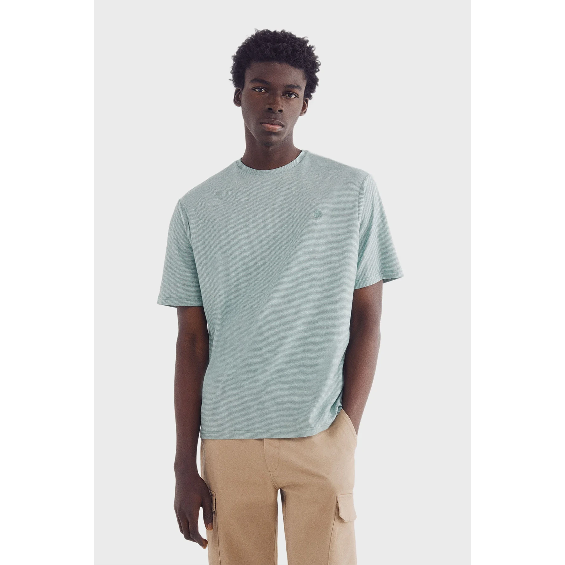 Green Relaxed Fit Mini Stripes Tshirt | Montivo Pakistan