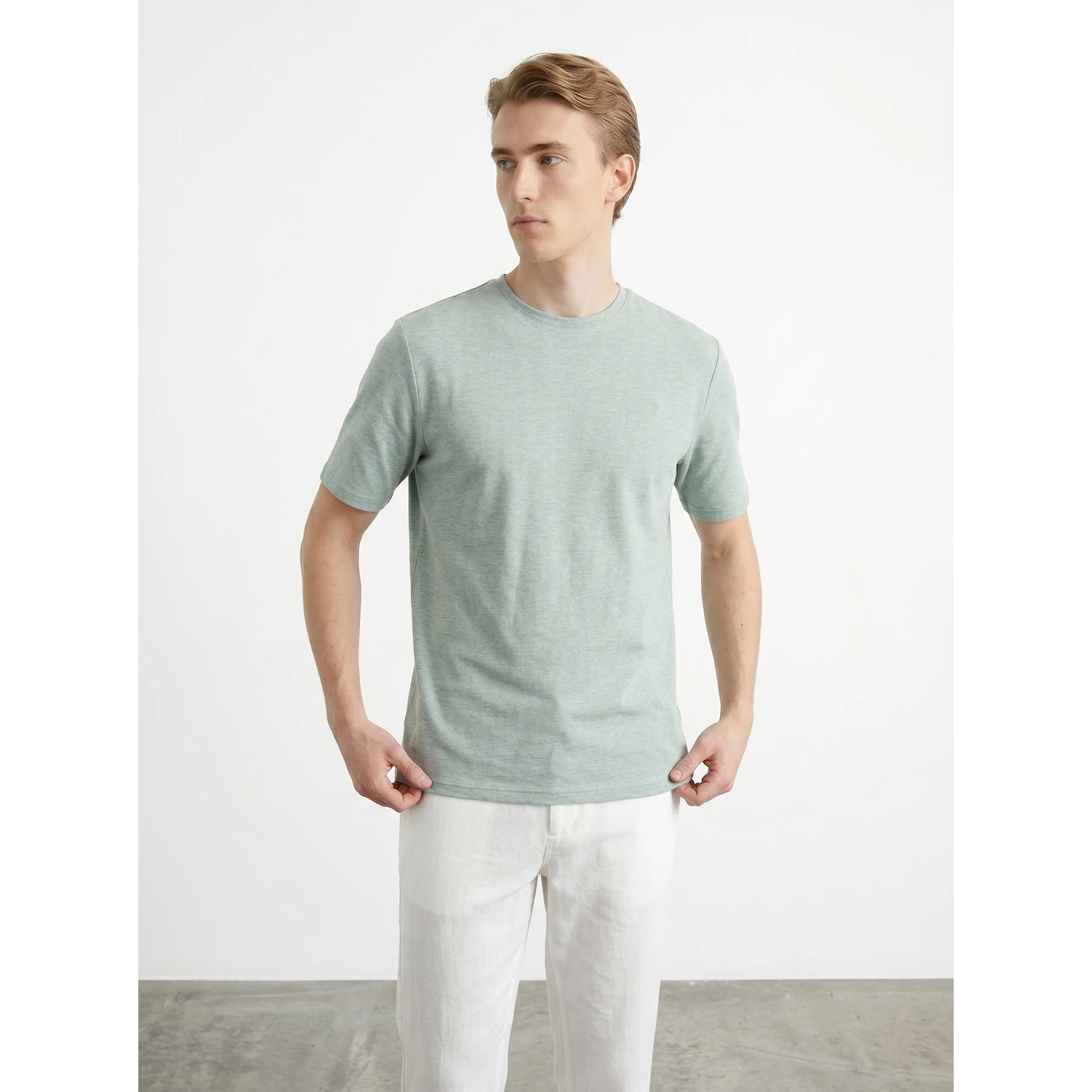 Green Relaxed Fit Mini Stripes Tshirt | Montivo Pakistan