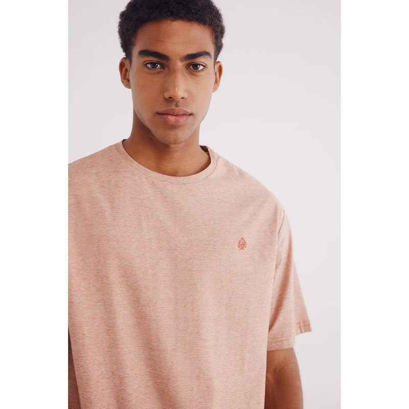 Rust Relaxed Fit Mini Stripes Tshirt | Montivo Pakistan