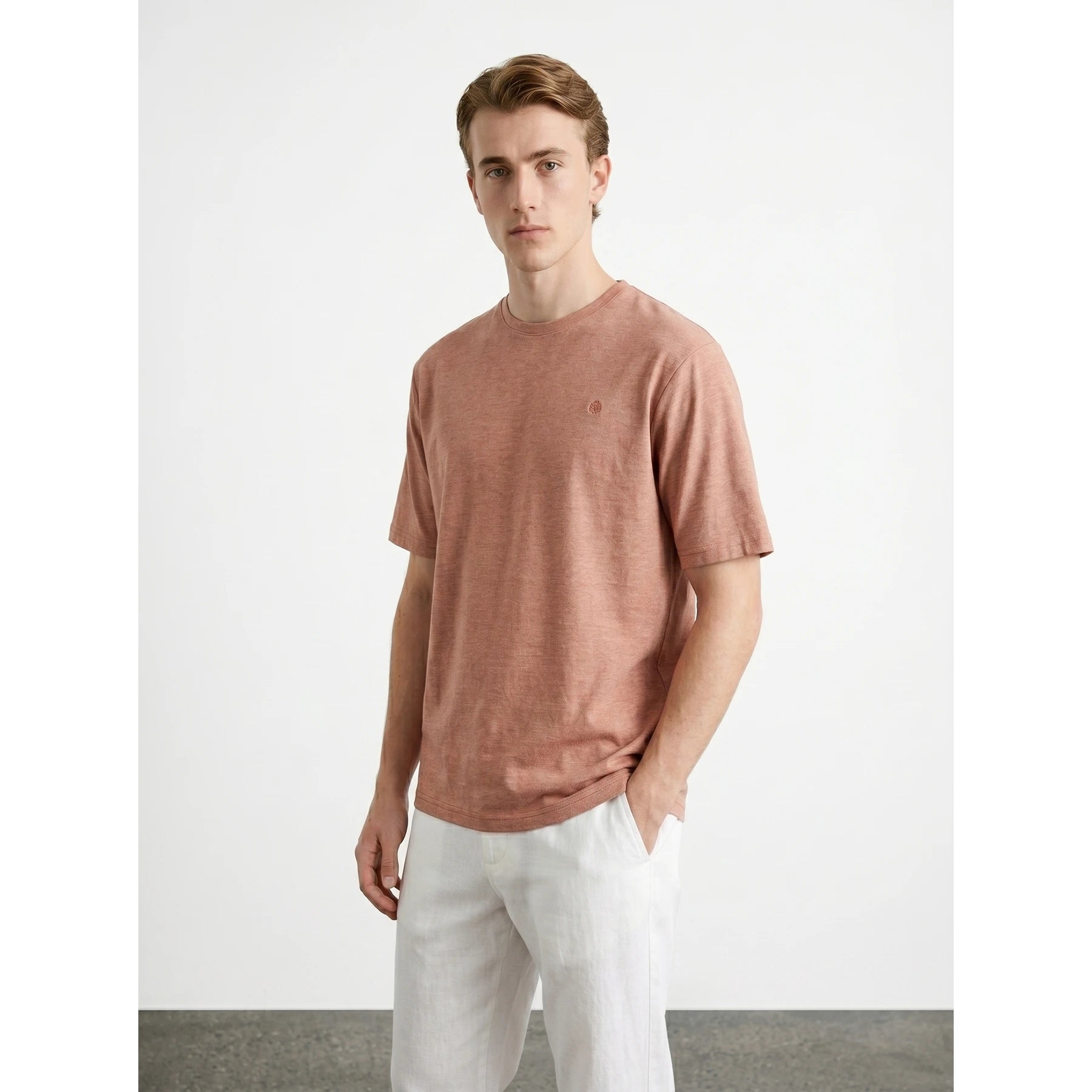 Rust Relaxed Fit Mini Stripes Tshirt | Montivo Pakistan