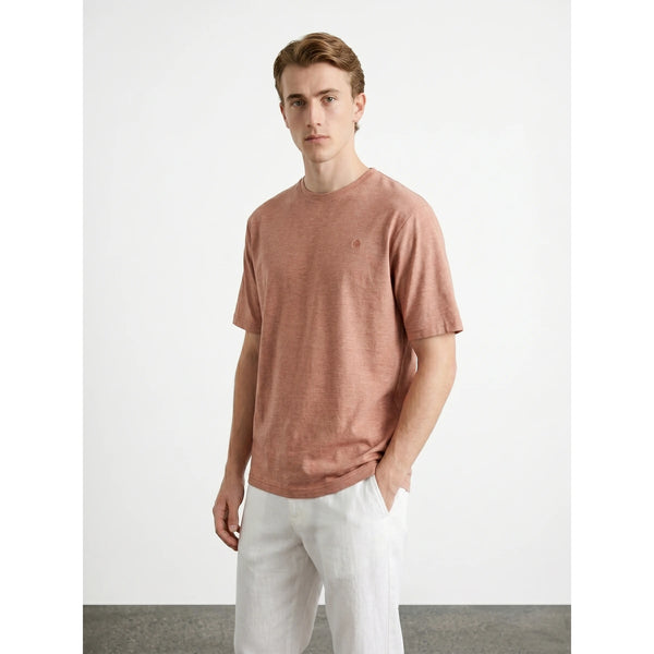 Rust Relaxed Fit Mini Stripes Tshirt | Montivo Pakistan