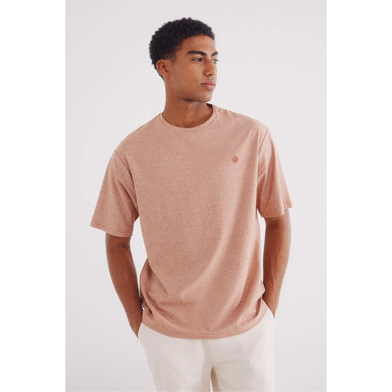 Rust Relaxed Fit Mini Stripes Tshirt | Montivo Pakistan
