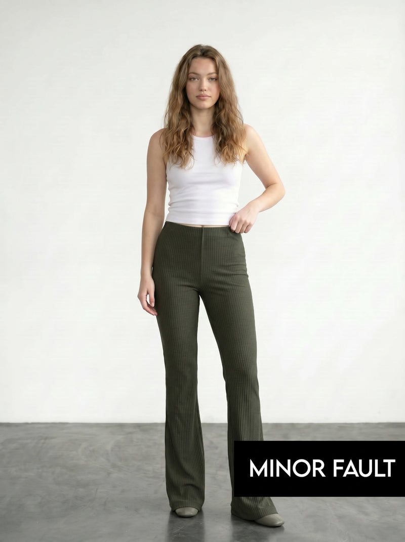 (Minor Fault) Green Drop Needle Flare Trousers | Montivo Pakistan