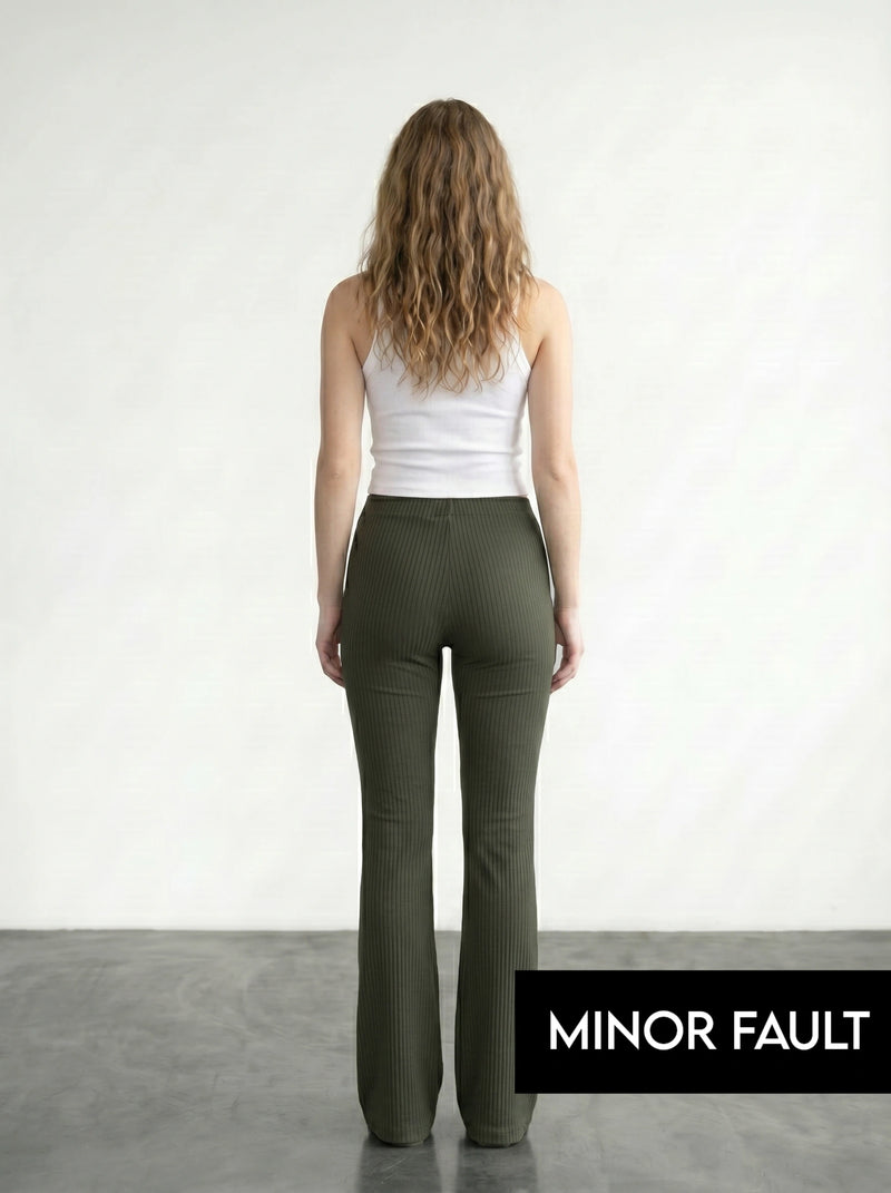 (Minor Fault) Green Drop Needle Flare Trousers | Montivo Pakistan
